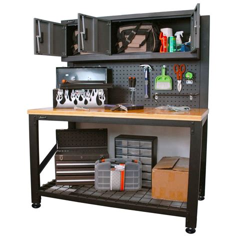 metal workbench with drawers